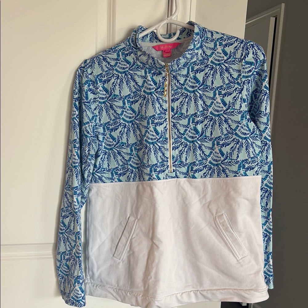 Blue and White Quarter-Zip Pullover